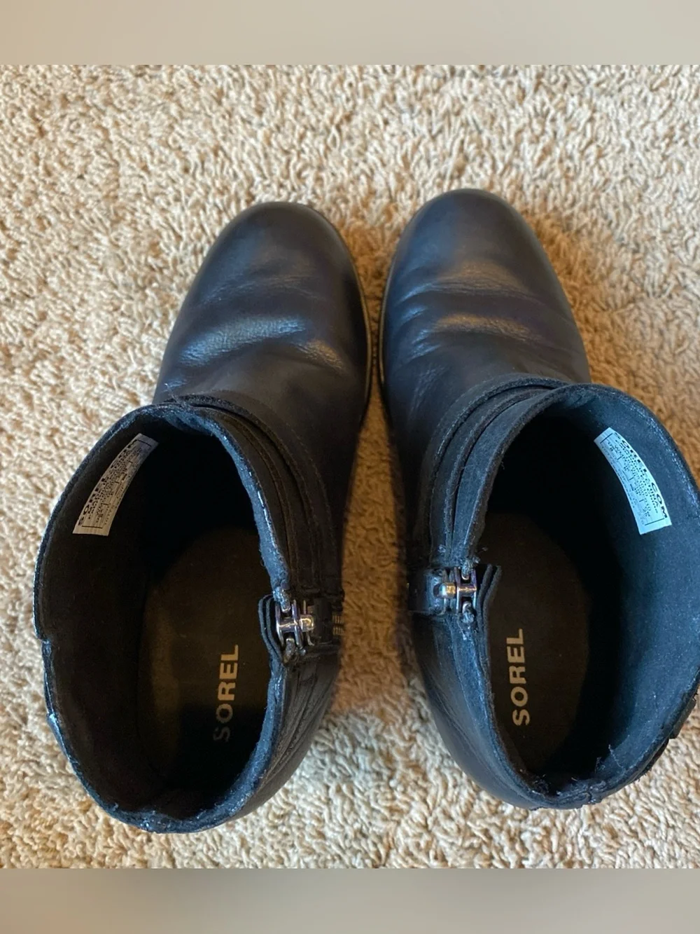 Sorel Joan of Arctic Wedge II Ankle Boots Women's 8 Buckle Black Leather Grunge